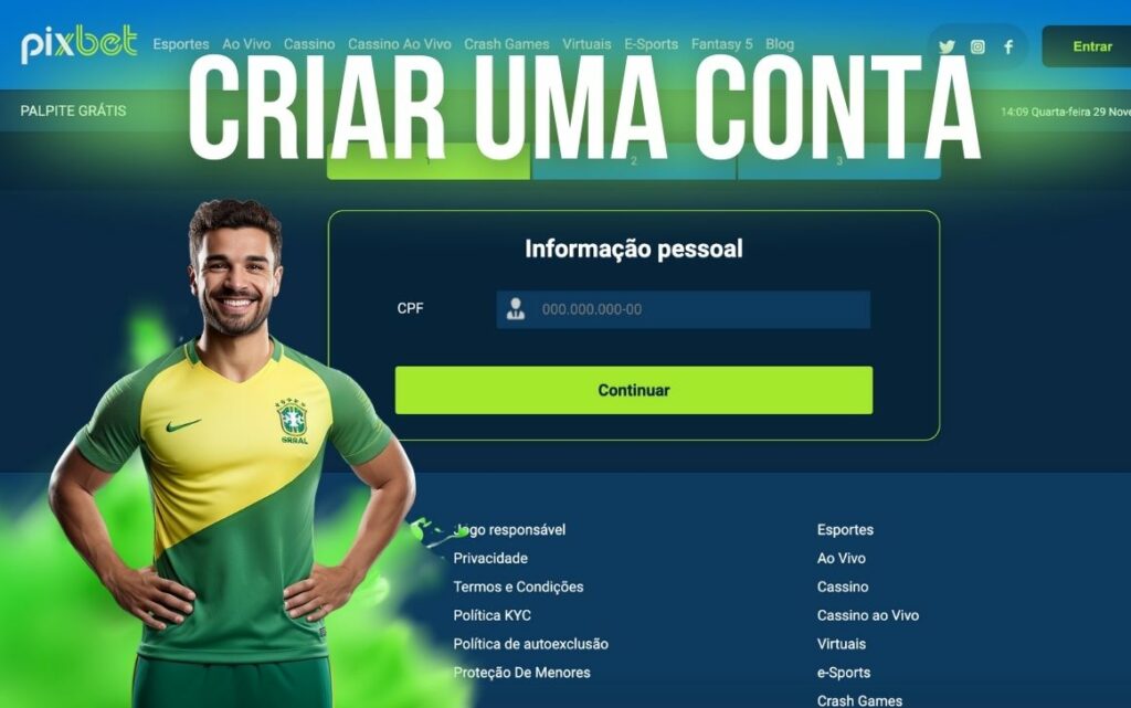 Pixbet Brasil Criar uma conta