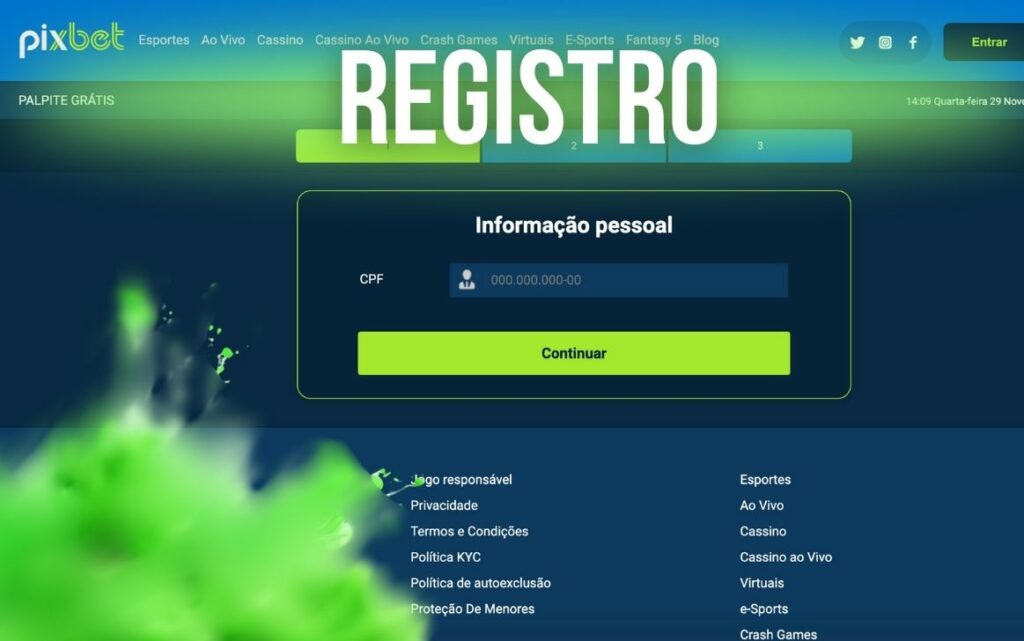 Registro na Pixbet Brasil site