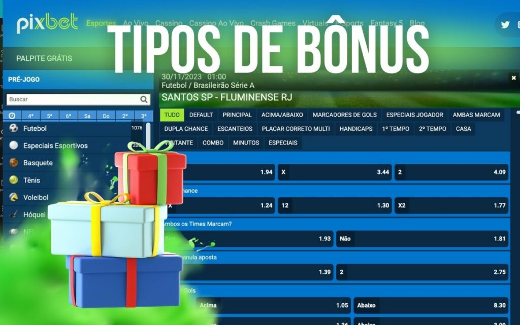 Pixbet Brasil apostas site Tipos de bônus